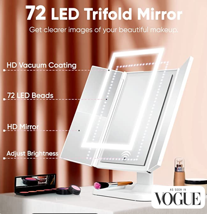 Trifold LED Makeup Mirror
