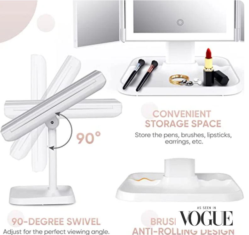 Trifold LED Makeup Mirror